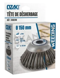 OZAKI ONKRUIDBORSTEL 150 MM X 25,4 MM (INCLUSIEF REDUCEERRING 20 MM)